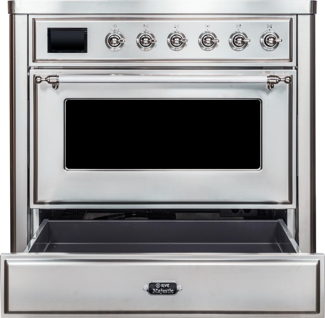 Majestic II 36 Inch Electric Freestanding Range in Stainless Steel with Chrome Trim