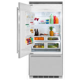 Marvel Professional Built-In 36" Bottom Freezer Refrigerator - Solid Stainless Steel Door - Right Hinge, Slim Designer Handle