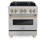 ZLINE Autograph Edition 30" 4.0 cu. ft. Dual Fuel Range with Gas Stove and Electric Oven in DuraSnow Stainless Steel with Accents (RASZ-SN-30) [Color: Champagne Bronze]