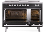 Professional Plus II 48 Inch Dual Fuel Liquid Propane Freestanding Range in Glossy Black with Trim