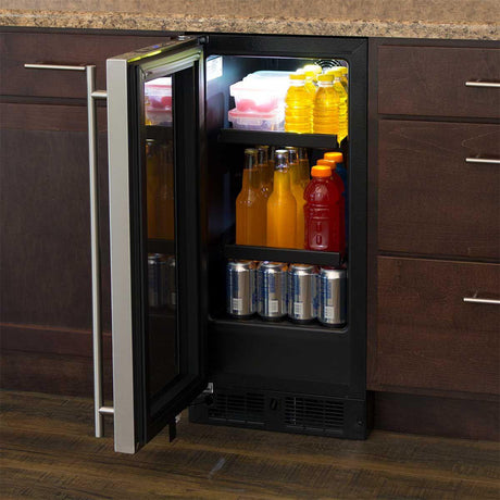 15-In Built-In Beverage Center with Door Style - Stainless Steel Frame Glass, Door Swing - Left