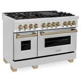 ZLINE Autograph Edition 48" 6.0 cu. ft. Dual Fuel Range with Gas Stove and Electric Oven in Stainless Steel with Accents (RAZ-48) [Color: Champagne Bronze]