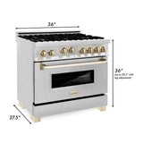 ZLINE Autograph Edition 36" 4.6 cu. ft. Range with Gas Stove and Gas Oven in Stainless Steel with Accents (RGZ-36) [Color: Champagne Bronze]