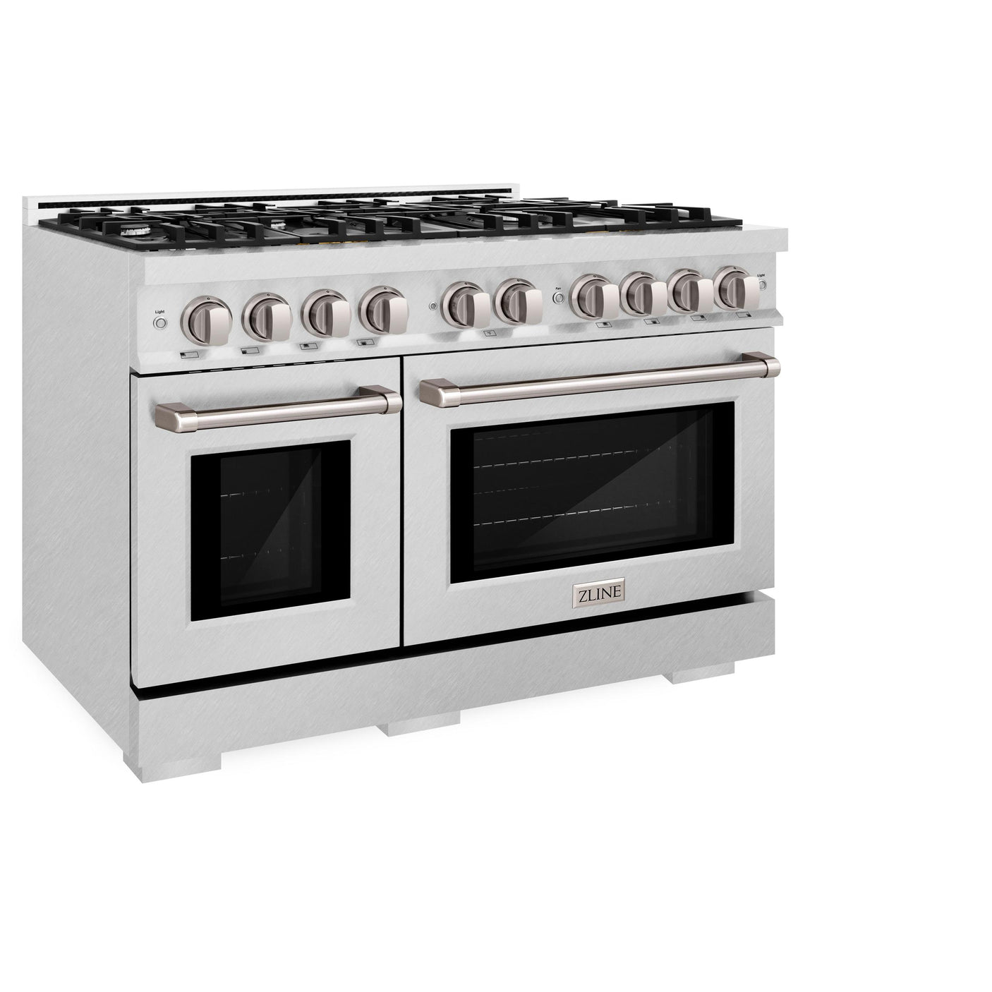 ZLINE 48 in. 6.7 cu. ft. Select Double Oven Gas Range with 8 Burner Cooktop in DuraSnow' Stainless Steel (HGRS-48)