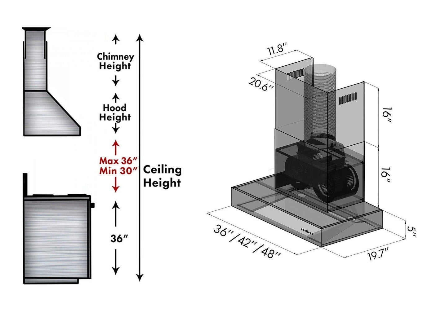 ZLINE Remote Blower Wall Mount Range Hood In Stainless Steel (KECOM-RS-400)