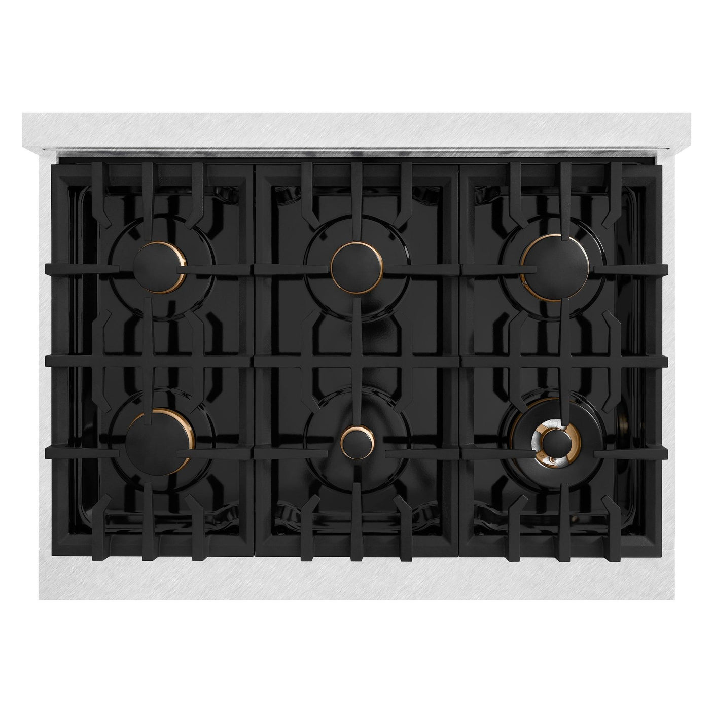 ZLINE 36 in. 5.2 cu. ft. Select Dual Fuel Range with Gas Cooktop and Electric Convection Oven in DuraSnow' Stainless Steel with 6 Brass Burners (HDRS-BR-36)