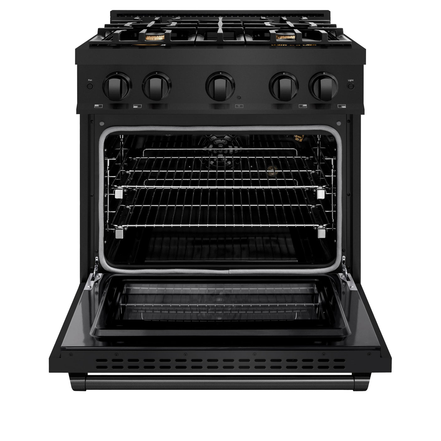 ZLINE 30 in. 4.2 cu. ft. Select Gas Range with Convection Gas Oven in Black Stainless Steel with 4 Brass Burners (HGRB-BR-30)