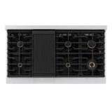 ZLINE Autograph Edition 48 in. 6.7 cu. ft. 8 Burner Double Oven Gas Range in DuraSnow' Stainless Steel and Matte Black Accents (SGRSZ-48-MB)