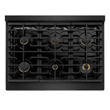 ZLINE Autograph Edition 36 in. 5.2 cu. ft. 6 Burner Gas Range with Convection Gas Oven in Black Stainless Steel and Polished Gold Accents (SGRBZ-36-G)