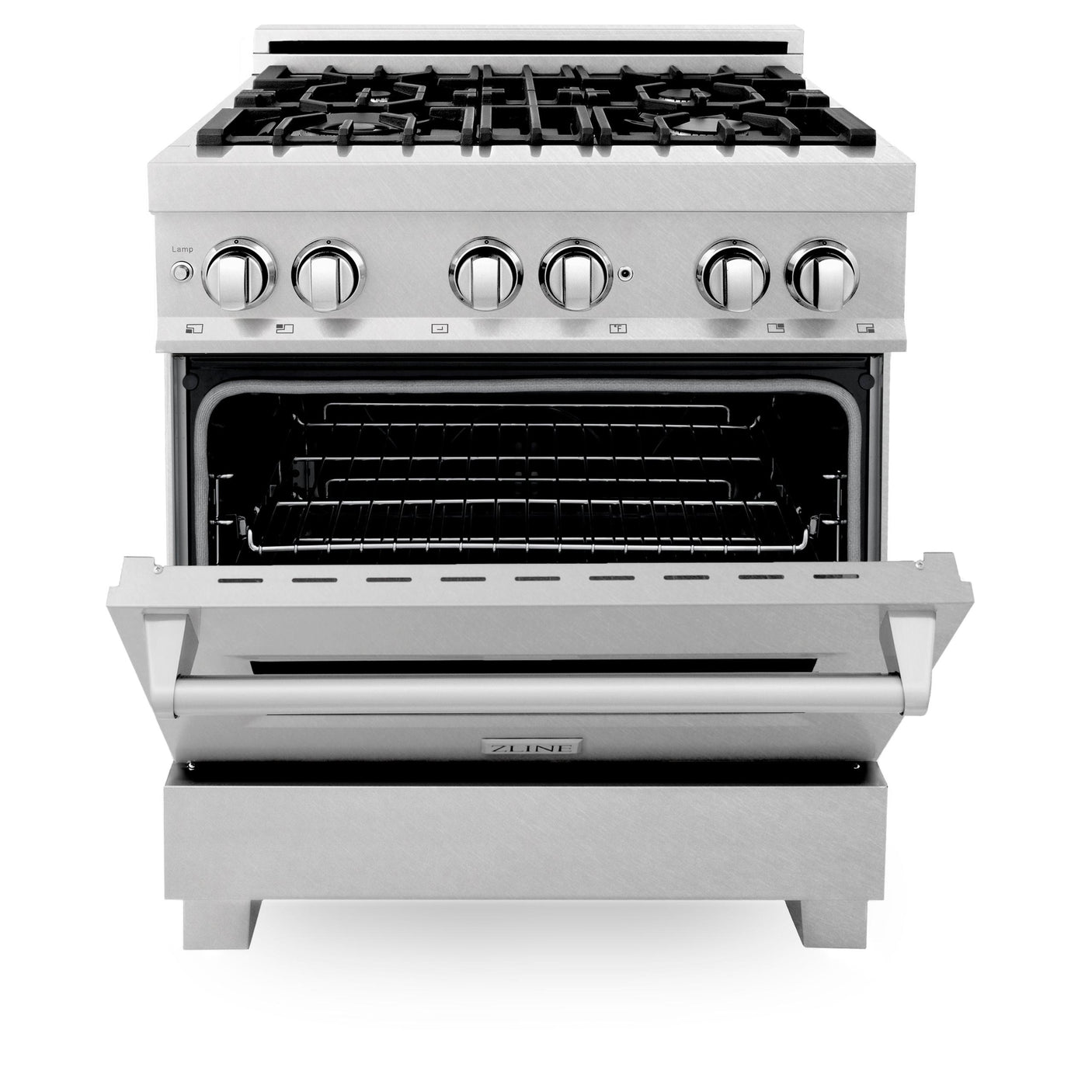 ZLINE 30 in. 4.0 cu. ft. Dual Fuel Range with Gas Stove and Electric Oven in All DuraSnow Stainless Steel with Color Door Options (RAS-SN-30) [Color: Blue Gloss]