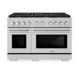 ZLINE 48 in. 6.7 cu. ft. Paramount Double Oven Dual Fuel Range in DuraSnow' Stainless Steel with 8 Brass Burners (SDRS-BR-48)