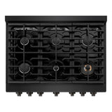 ZLINE 36 in. 5.2 cu. ft. Paramount Dual Fuel Range with 6 Burner Gas Cooktop and Electric Convection Oven in Black Stainless Steel (SDRB-36)