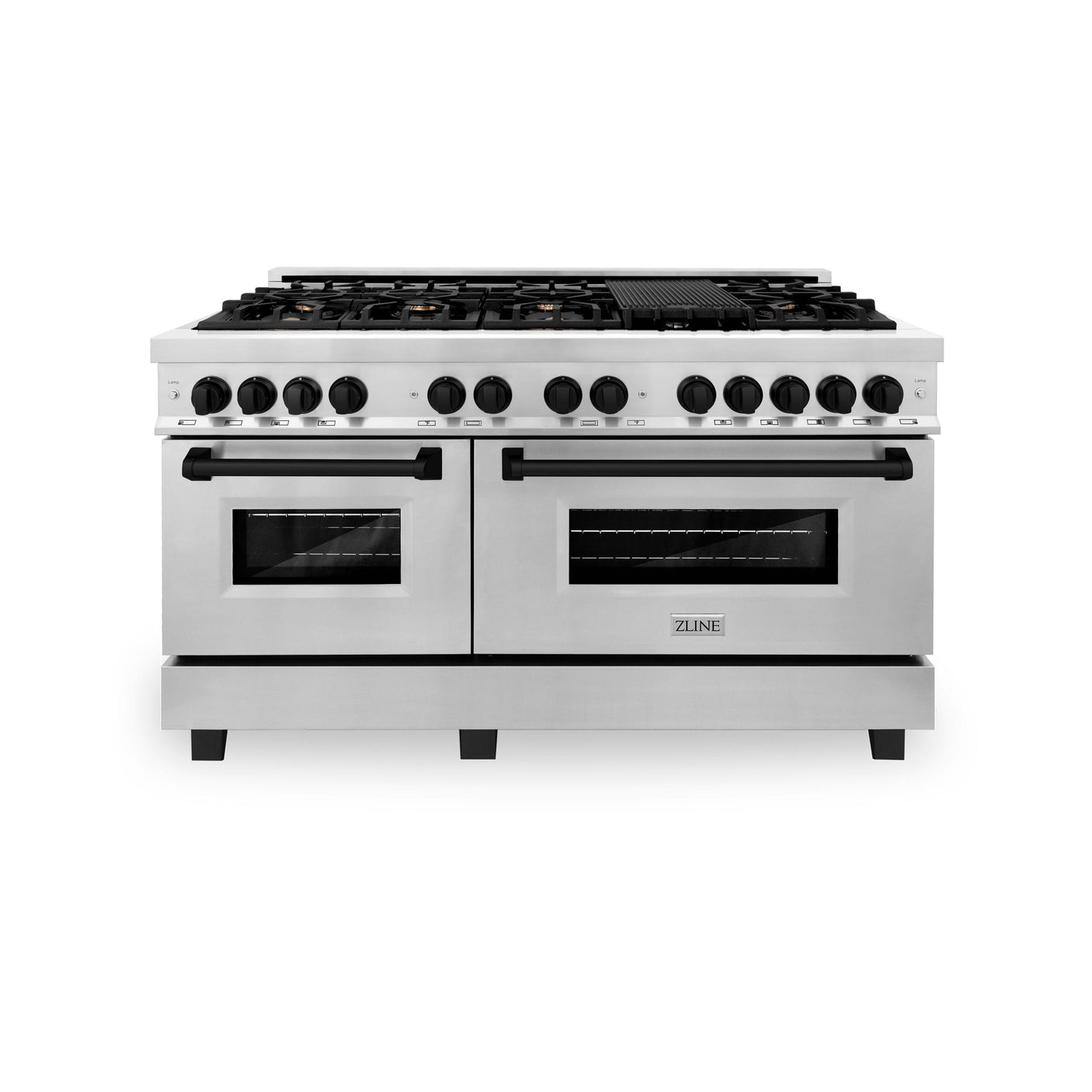 ZLINE Autograph Edition 60" 7.4 cu. ft. Dual Fuel Range with Gas Stove and Electric Oven in Stainless Steel with Accents (RAZ-60) [Color: Matte Black]