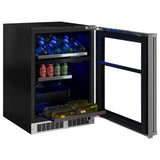 24-In Professional Built-In Dual Zone Wine And Beverage Center with Door Style - Stainless Steel Frame Glass, Door Swing - Right