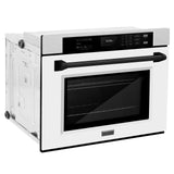 ZLINE 30 in. Autograph Edition Professional True Convection Single Wall Oven with Air Fry and Self Clean in DuraSnow' Stainless Steel with White Matte Door and Matte Black Handle (WASSZ-WM-30-MB)