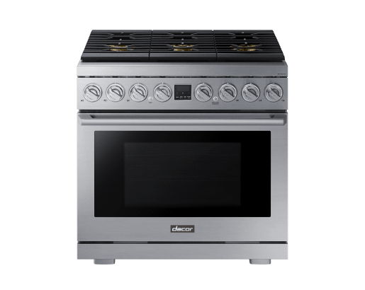 Transitional 36" Dual-Fuel Range, Silver Stainless Steel, Natural Gas/Liquid Propan