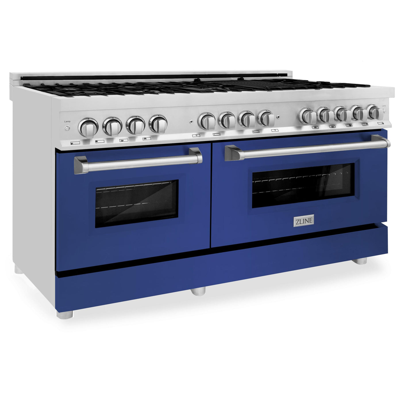 ZLINE 60 in. 7.4 cu. ft. Dual Fuel Range with Gas Stove and Electric Oven in Stainless Steel with Color Options (RA60) [Color: Blue Matte]