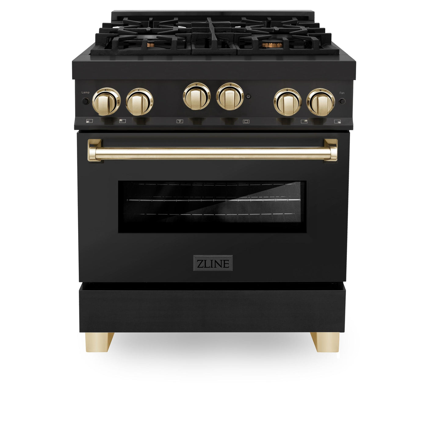 ZLINE Autograph Edition 30" 4.0 cu. ft. Range with Gas Stove and Gas Oven in Black Stainless steel with Accents (RGBZ-30) [Color: Champagne Bronze]