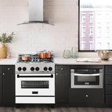 ZLINE Autograph Edition 30" 4.0 cu. ft. Dual Fuel Range with Gas Stove and Electric Oven in DuraSnow Stainless Steel with White Matte Door and Accents (RASZ-WM-30) [Color: Matte Black]