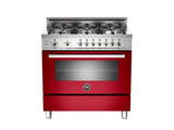 36 6-Burner, Gas Oven Red