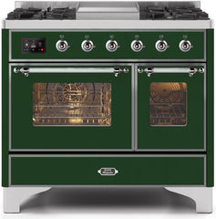 Majestic II 40 Inch Dual Fuel Natural Gas Freestanding Range in Emerald Green with Chrome Trim