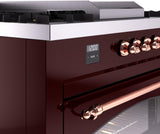 Nostalgie II 60 Inch Dual Fuel Natural Gas Freestanding Range in Burgundy with Copper Trim