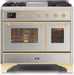 Majestic II 40 Inch Dual Fuel Liquid Propane Freestanding Range in Stainless Steel with Brass Trim