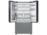 Bespoke 3-Door French Door Refrigerator (30 cu. ft.) - with Top Left and Family Hub™ Panel in White Glass - and Matte Grey Glass Bottom Door Panel