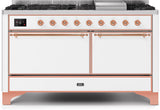 Majestic II 60 Inch Dual Fuel Liquid Propane Freestanding Range in White with Copper Trim