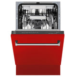 ZLINE 18" Tallac Series 3rd Rack Top Control Dishwasher with Traditional Handle, 51dBa [Color: Red Matte]