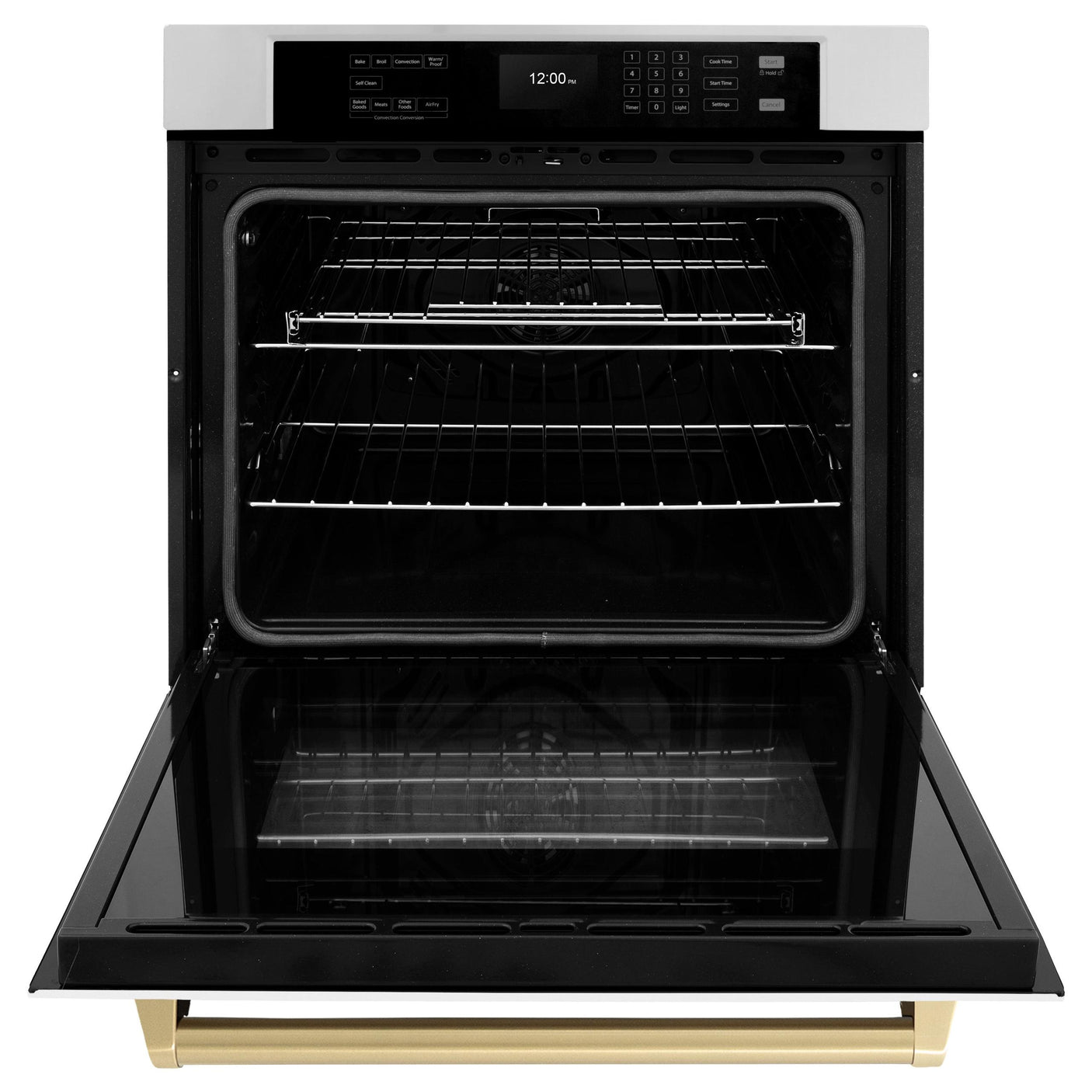 ZLINE 30 in. Autograph Edition Professional True Convection Single Wall Oven with Air Fry and Self Clean in Stainless Steel with White Matte Door and Champagne Bronze Handle (WASZ-WM-30-CB)