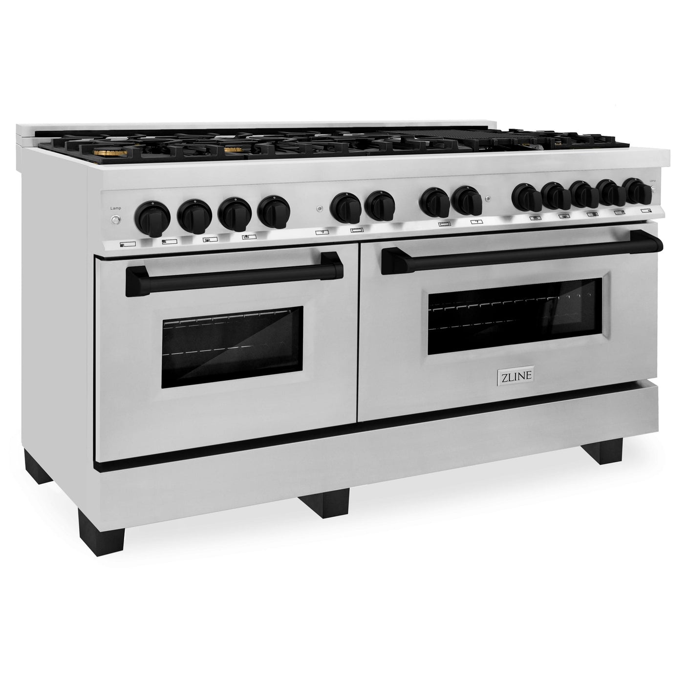 ZLINE Autograph Edition 60" 7.4 cu. ft. Dual Fuel Range with Gas Stove and Electric Oven in Stainless Steel with Accents (RAZ-60) [Color: Matte Black]