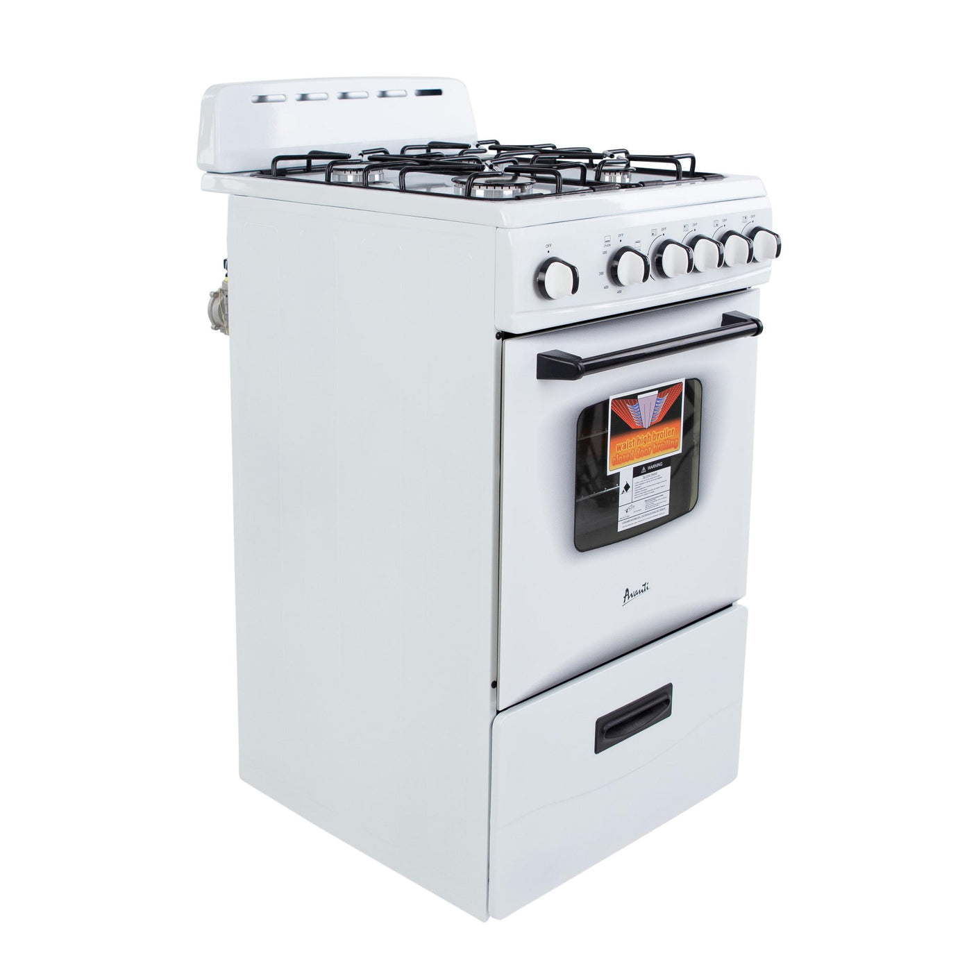 Avanti 20" Compact Gas Range Oven - White / 2.1 cu. ft.