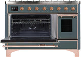 Majestic II 48 Inch Dual Fuel Liquid Propane Freestanding Range in Blue Grey with Copper Trim