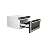 ZLINE Autograph Edition 24" 1.2 cu. ft. Built-in Microwave Drawer with a Traditional Handle in Stainless Steel and Polished Gold Accents (MWDZ-1-H-G)