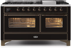 Majestic II 60 Inch Dual Fuel Liquid Propane Freestanding Range in Glossy Black with Bronze Trim