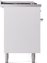 Nostalgie II 60 Inch Dual Fuel Natural Gas Freestanding Range in White with Chrome Trim