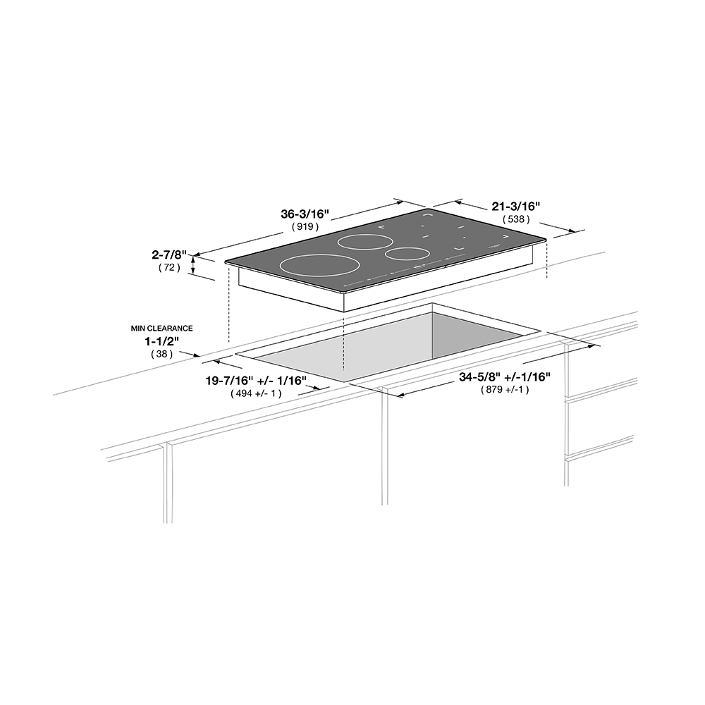 36" INDUCTION COOKTOP WITH BRUSHED ALUMINUM TRIM