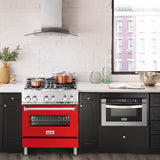 ZLINE 30 in. Dual Fuel Range with Gas Stove and Electric Oven in Stainless Steel (RA30) [Color: Red Gloss]