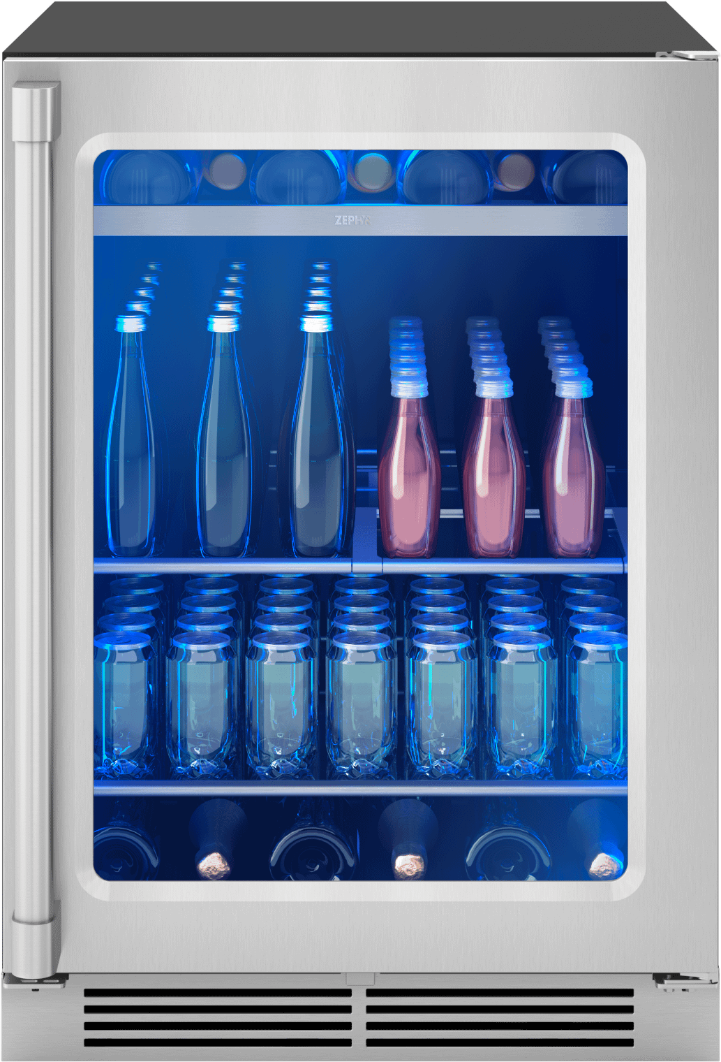 Presrv Pro Beverage Cooler, 24in Under Cabinet, SS+Glass, Reverse Door, 1 Zone