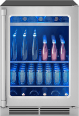 Presrv Pro Beverage Cooler, 24in Under Cabinet, SS+Glass, Reverse Door, 1 Zone