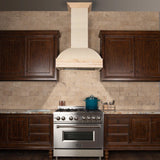 ZLINE Unfinished Wooden Wall Mount Range Hood - Includes Remote Blower (369UF-R) [Size: 36 Inch, CFM: 700]