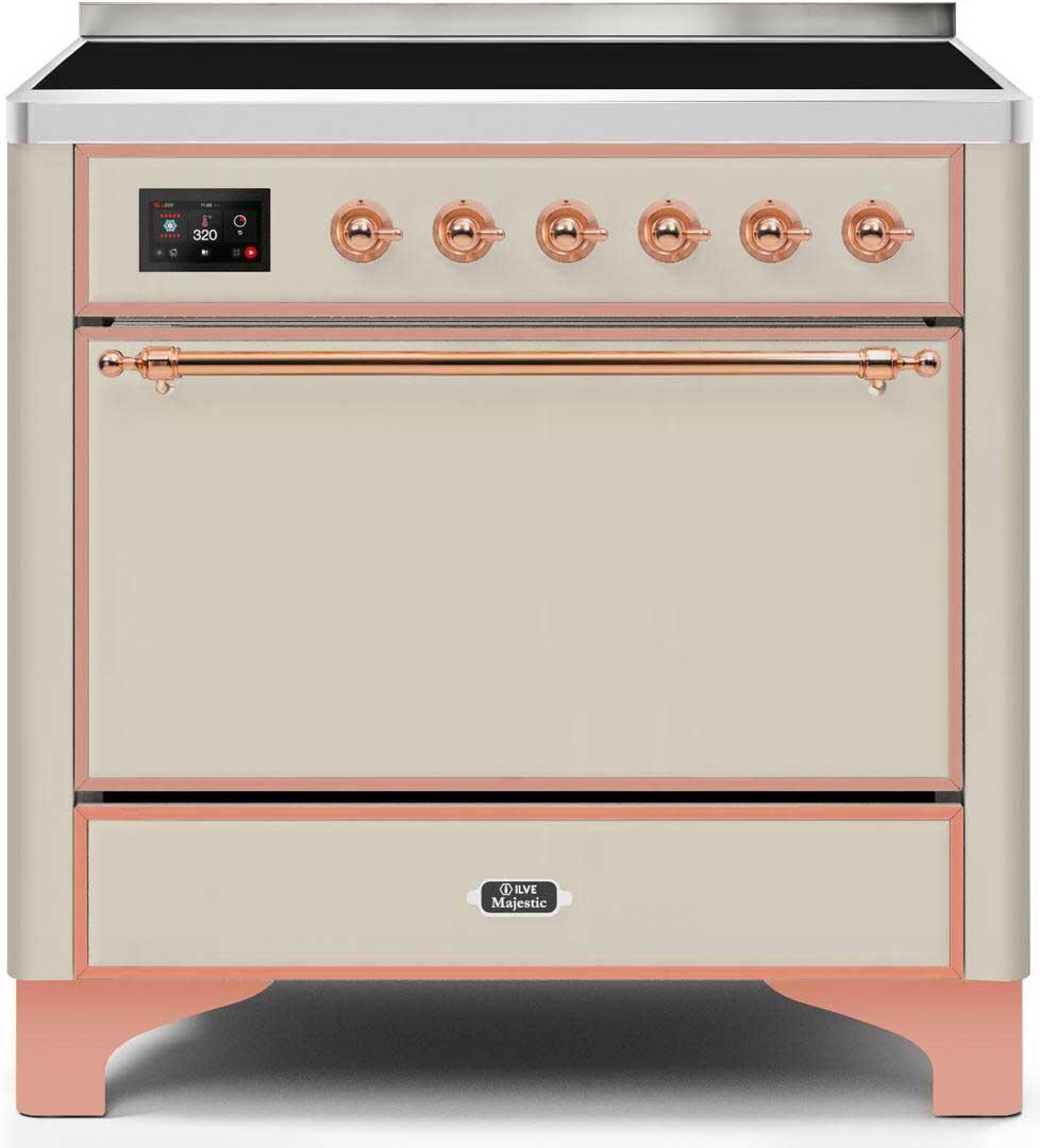 Majestic II 36 Inch Electric Freestanding Range in Antique White with Copper Trim