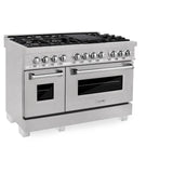 ZLINE 48 in. DuraSnow Stainless Steel 6.0 cu.ft. 7 Gas Burner/Electric Oven Range with Color Door Options (RAS-SN-48) [Color: DuraSnow Stainless Steel]