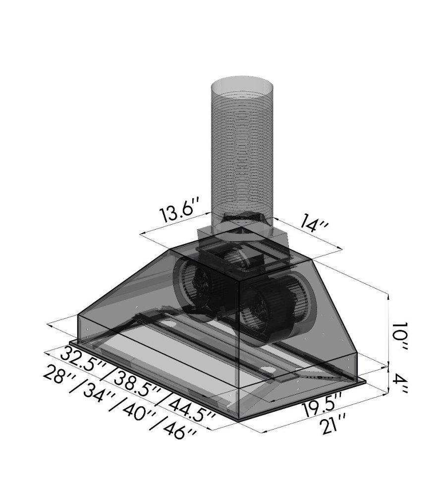 ZLINE 40" Remote Blower Range Hood Insert (721-RS-40)