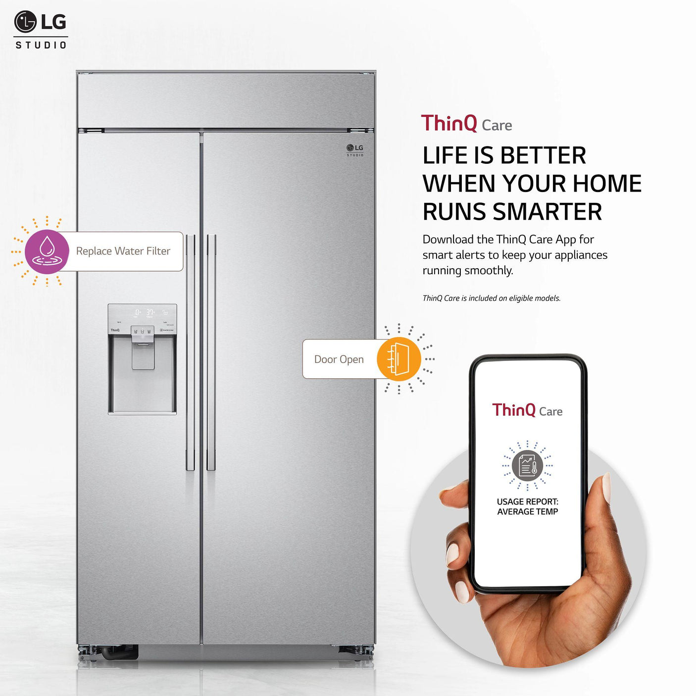 LG STUDIO 26 cu. ft. Smart Side-by-Side Built-In Refrigerator with Ice & Water Dispenser