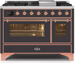 Majestic II 48 Inch Dual Fuel Liquid Propane Freestanding Range in Matte Graphite with Copper Trim