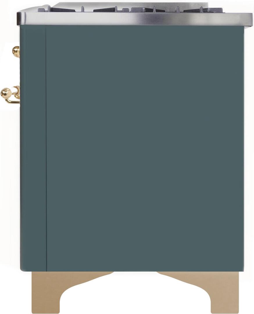 Majestic II 60 Inch Dual Fuel Natural Gas Freestanding Range in Blue Grey with Brass Trim