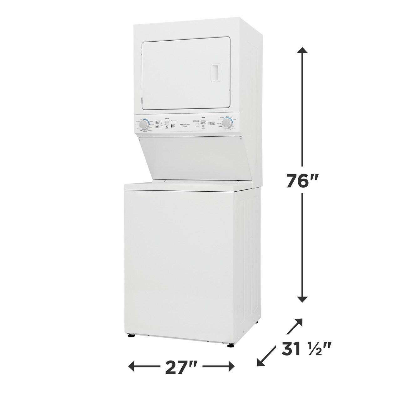 Frigidaire Electric Long Vent Stacked Laundry Center - 3.9 Cu. Ft Washer and 5.5 Cu. Ft. Dryer