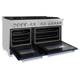 ZLINE 60 in. 7.4 cu. ft. Dual Fuel Range with Gas Stove and Electric Oven in DuraSnow Stainless Steel and Colored Door Options (RAS-60) [Color: DuraSnow Stainless Steel with Blue Matte Door]